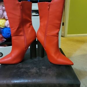 Just Fab red calf high boots